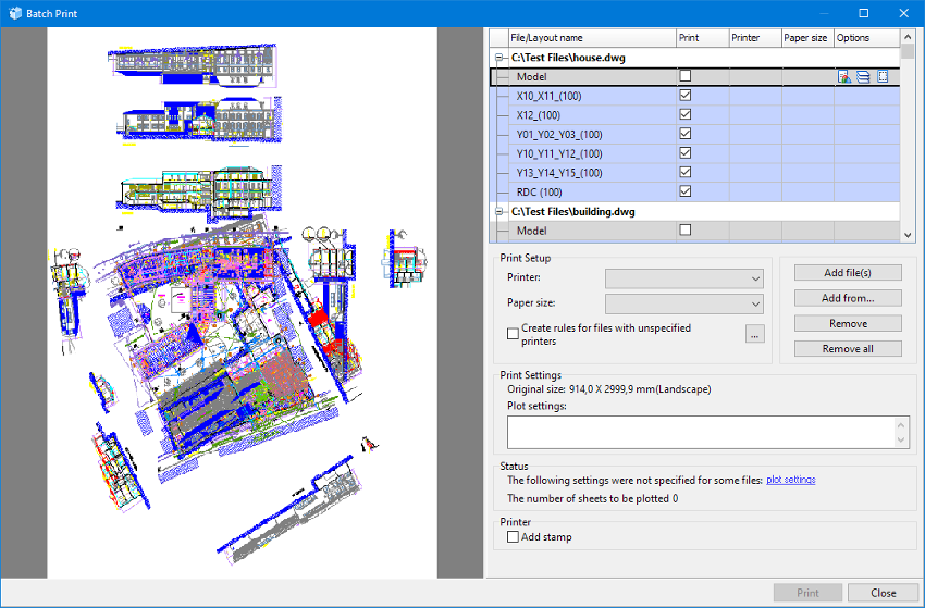 Batch Print window