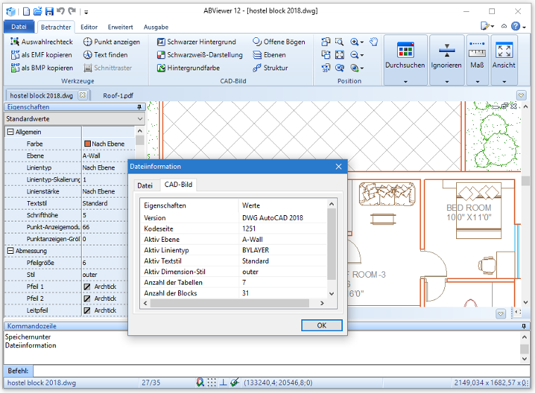 ABViewer Dateiinformation: DWG 2018