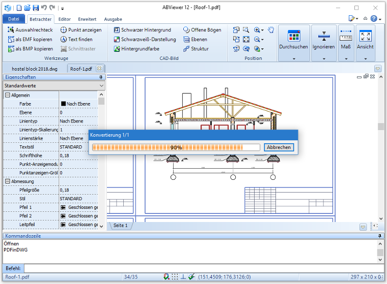 PDF in DWG im ABViewer