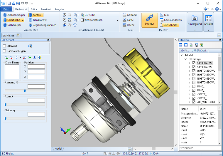 Transparenz von 3D-Objekten in ABViewer