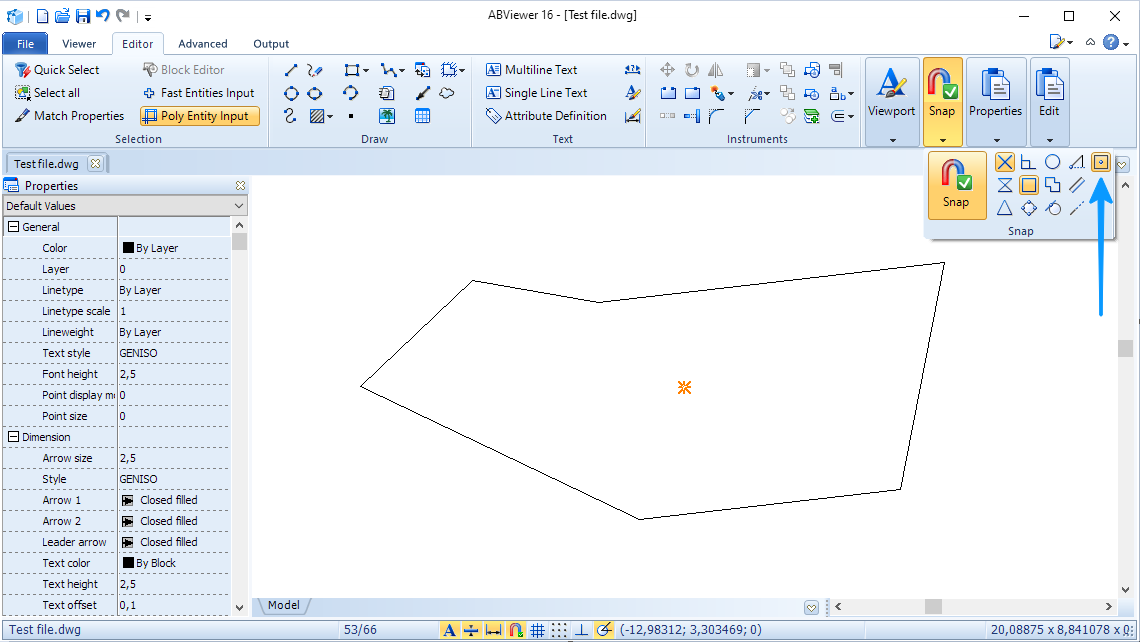 Fang an geometrisches Zentrum in ABViewer