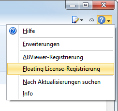 Wahl der Floating License-Registrierung im ABViewer