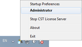 Ausfürung des Administration Console aus den Windows-Infobereich